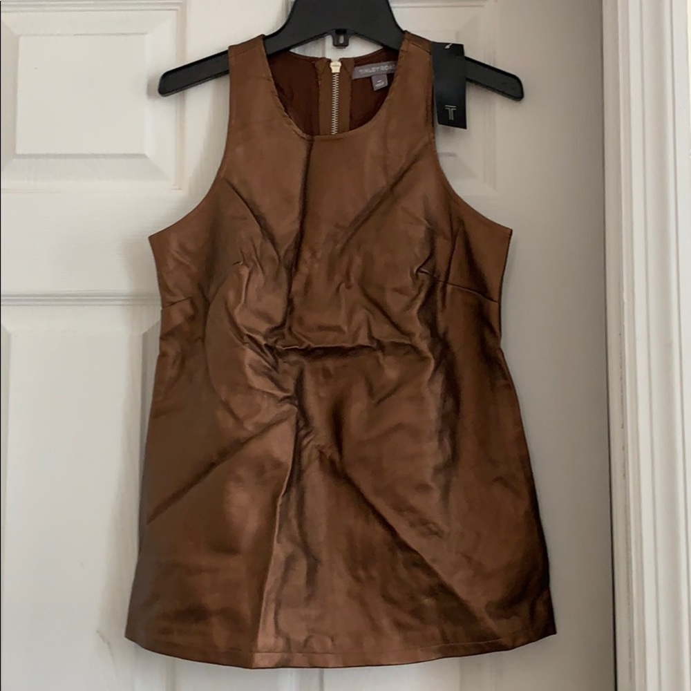 Bronze vegan leather tank xs